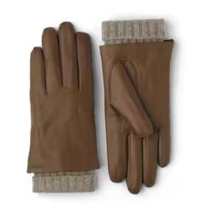 NWT Hestra Megan Light Brown Lamb Leather Gloves Wool Lined Size 7